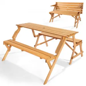 VEVOR Table de pique-nique interchangeable 2 en 1 transformable, ensemble table et banc d'extérieur…