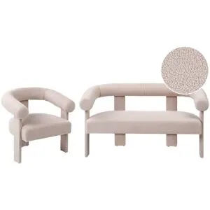 Ensemble De Salon Ilbro Bouclé Beige Clair