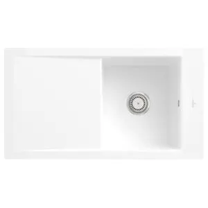 V&B; Évier affleurant Timeline 50 Flat avec garniture vidage, commande manuelle, blanc neige ; Vill…