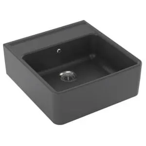V&B; Évier simple avec garniture de vidage, poignée, graphite CeramicPlus ; Villeroy & Boch (632061…