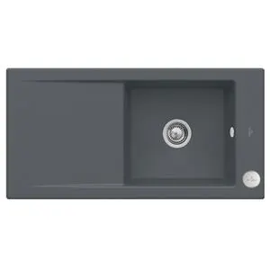 V&B; Évier affleurant Timeline 60 Flat avec garniture, commande excentrique, graphite ; Villeroy &…