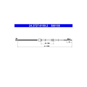 ATE 24.3727-0159.2 Câble de frein à main