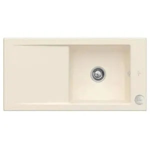 V&B; Évier encastré Timeline 60 Flat avec garniture vidage, commande excentrique, ivoire ; Villeroy…