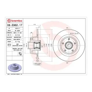 Disque De Frein Brembo 08.e962.17 Renault