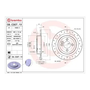 BREMBO Disques de frein pour MINI: MINI (Ref: 08.C307.1X)