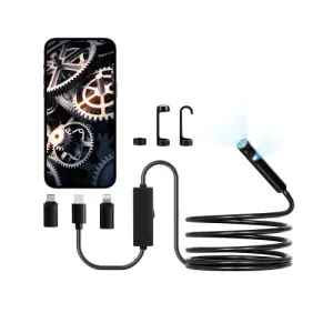 VEVOR Caméra Endoscopique Double Objectif Endoscope pour Android iOS avec Câble Semi-rigide 3 m, 8…