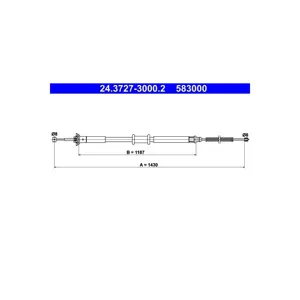 ATE 24.3727-3000.2 Câble de frein à main