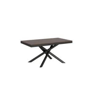 Table Extensible Design Pieds Arrondis Entrelacés Anthracite Zeus Evolution-marron-160 À 264 Cm