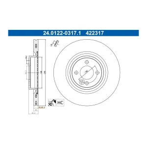 ATE Disques de frein pour MINI: MINI (Ref: 24.0122-0317.1)