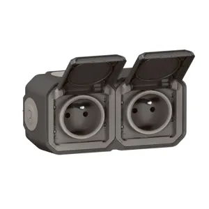 Double prise Plexo Legrand - Anthracite