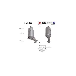 Filtre À Particules, Système D'Échappement Fd5259 As As Fd5259 Toyota
