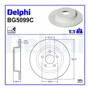 DELPHI Disques de frein pour FORD: Connect (Ref: BG5099C)