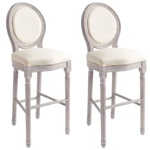 Tabourets de bar lot de 2 blanc lin