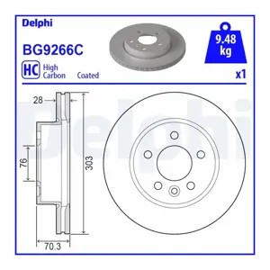DELPHI Disques de frein pour MAN: TGE & VOLKSWAGEN: Crafter, Multivan (Ref: BG9266C)