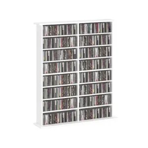 Homcom Meuble de rangement multimédia avec 16 compartiments blanc