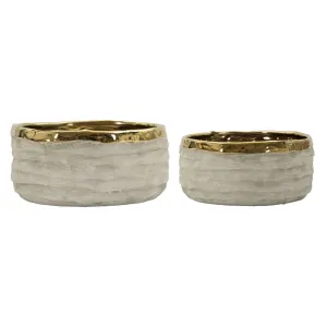 Lot de 2 Cache-Pots Bas Lima 22cm Gris