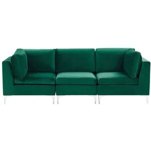 Canapé Modulable 3 Places Evja Velours Vert