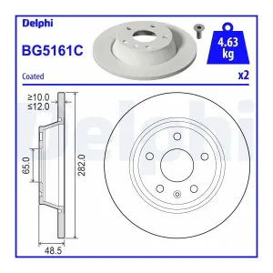 DELPHI Disques de frein pour MG: MG HS/EHS (Ref: BG5161C)