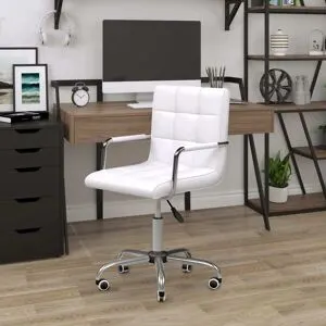 Homcom Chaise de bureau blanche