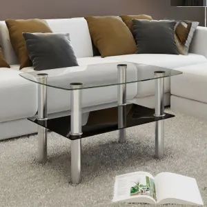 Table basse avec 2 etageres verre