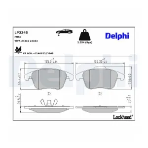 DELPHI Plaquettes de frein X4 pour MG: MG HS/EHS (Ref: LP3345)