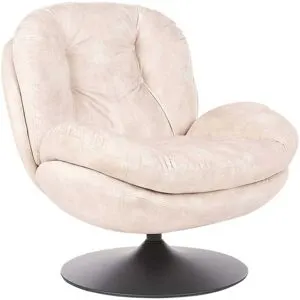 Fauteuil Pivotant Nolvik Velours Beige Clair