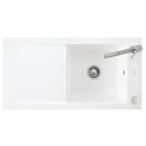 V&B; Évier affleurant Timeline 60 Flat avec garniture vidage, commande excentrique, blanc ; Villero…