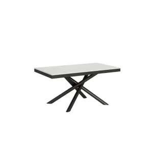 Table Extensible Design Pieds Arrondis Entrelacés Anthracite Zeus Evolution-blanc-160 À 264 Cm