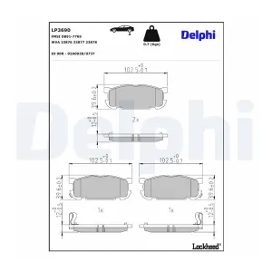 DELPHI LP3690 Plaquettes de frein