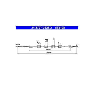 ATE 24.3727-3128.2 Câble de frein à main