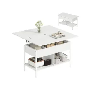 Homcom Table basse relevable et extensible panneau de particule blanc