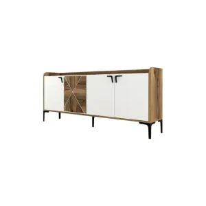 Dmora Buffet effet noyer, blanc 180x35 cm