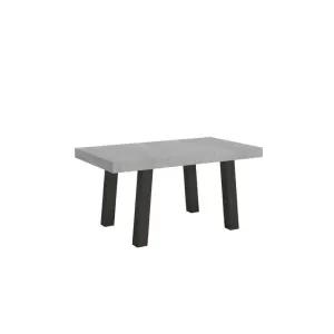 Table Extensible Avec Pieds Acier Anthracite Bridy Evolution-gris Ciment-160 À 264 Cm