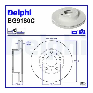 DELPHI Disques de frein pour FIAT: Ducato (Ref: BG9180C)