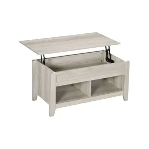 Homcom Table basse relevable etagères et compartiment caché bois chêne
