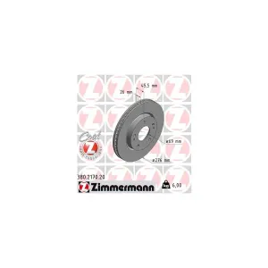Disque De Frein Zimmermann 380.2170.20 Mitsubishi