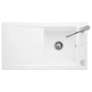 V&B; Évier affleurant Timeline 50 Flat avec garniture vidage, commande excentrique, blanc ; Villero…