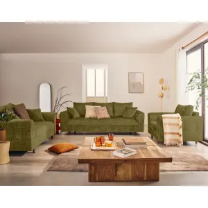Rune - fauteuil en velours texturé - vert olive