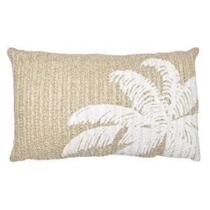 Coussin Déco Palmier 30x50cm Naturel & Blanc