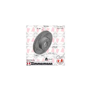 Disque De Frein Zimmermann 150.1296.54 Bmw