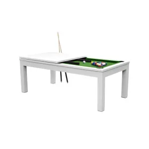 Maison Pavane Table de billard convertible blanche tapis vert