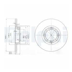 DELPHI Disques de frein pour CHEVROLET: Spark, Matiz & DAEWOO: Matiz (Ref: BG3551)