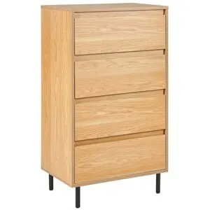 Commode À 4 Tiroirs Nikea Marron Clair