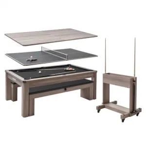 VEVOR Table de billard 3 en 1, table à manger transformable en billard et tennis de table 214 cm, a…