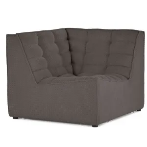 Ellie - Module D'angle En Velours Texturé - Gris