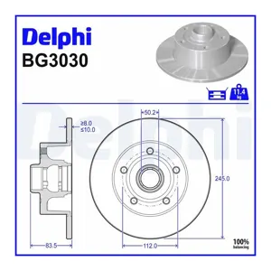 DELPHI Disques de frein pour AUDI: A4 (Ref: BG3030)