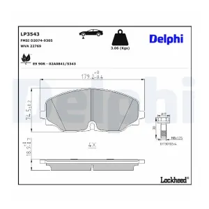 DELPHI Plaquettes de frein X4 (Ref: LP3543)